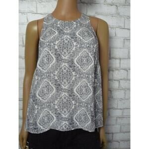Joie White Navy Blue Silk Chiffon Floral Brighton A-Line Blouse Small NEW